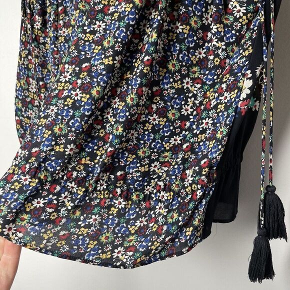 DEREK LAM 10 Crosby Top Womens 2 Sleeveless 100% Silk Floral Blouse Tassels - Picture 5 of 13